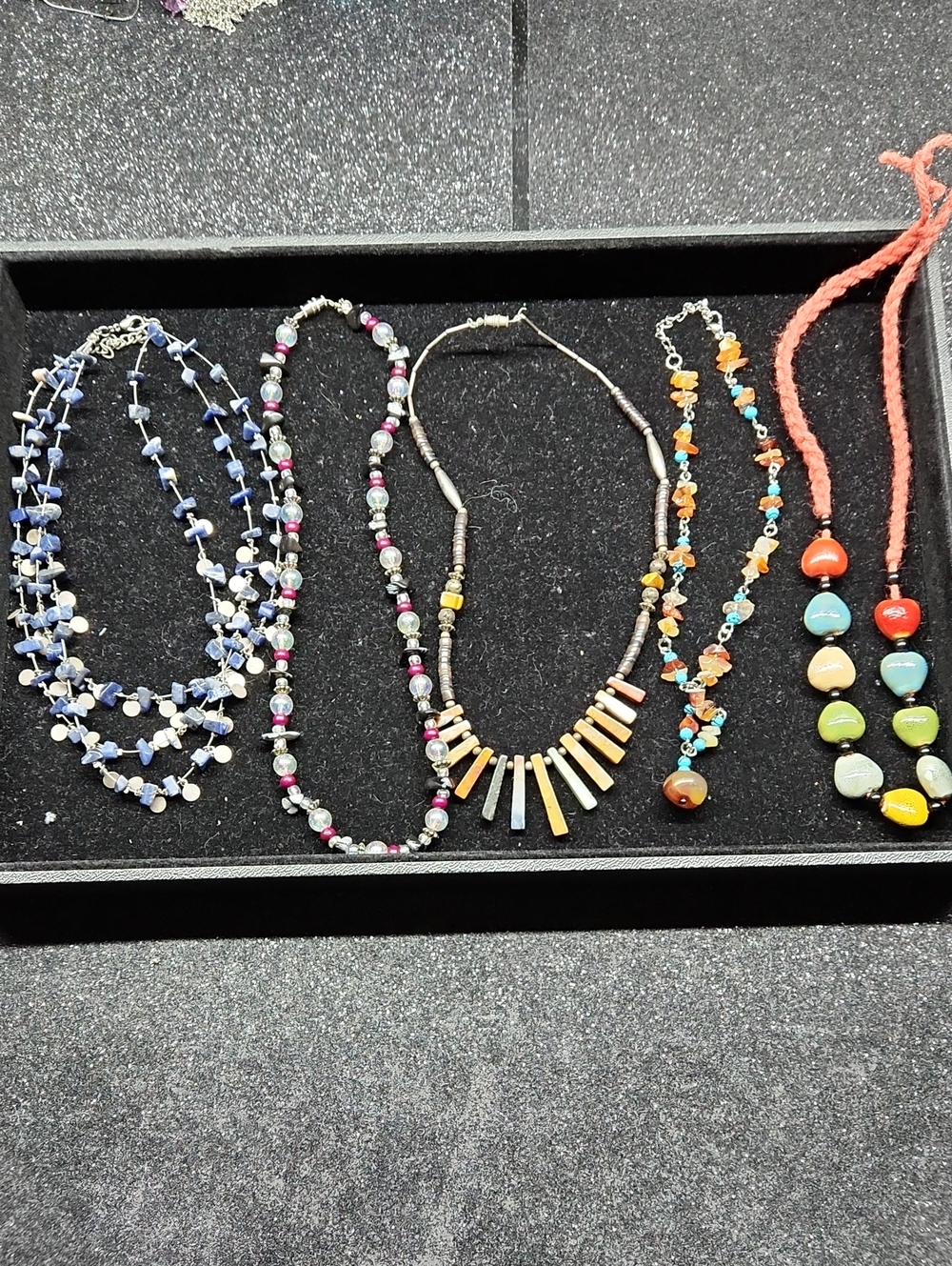 Assorted Women’s Beaded Necklace Set - Blue, Pink, Orange, Multicolor
